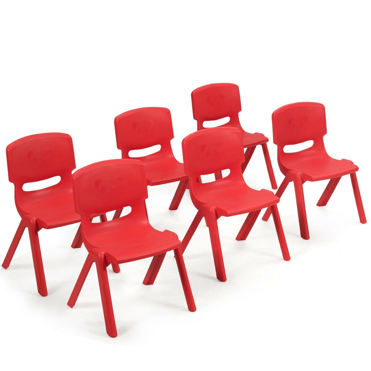 6-pack Kids Plastic Stackable Classroom Chairs-Red