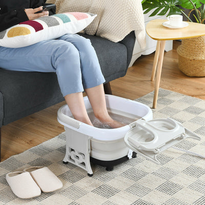 Foldable Foot Spa Bath Motorized Massager with Bubble Red Light Timer Heat-GrayÂ 