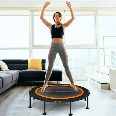 47 Inch Folding Trampoline Fitness Exercise Rebound with Safety Pad Kids and Adults-OrangeÂ 