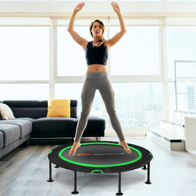 47 Inch Folding Trampoline Fitness Exercise Rebound with Safety Pad Kids and Adults-GreenÂ 