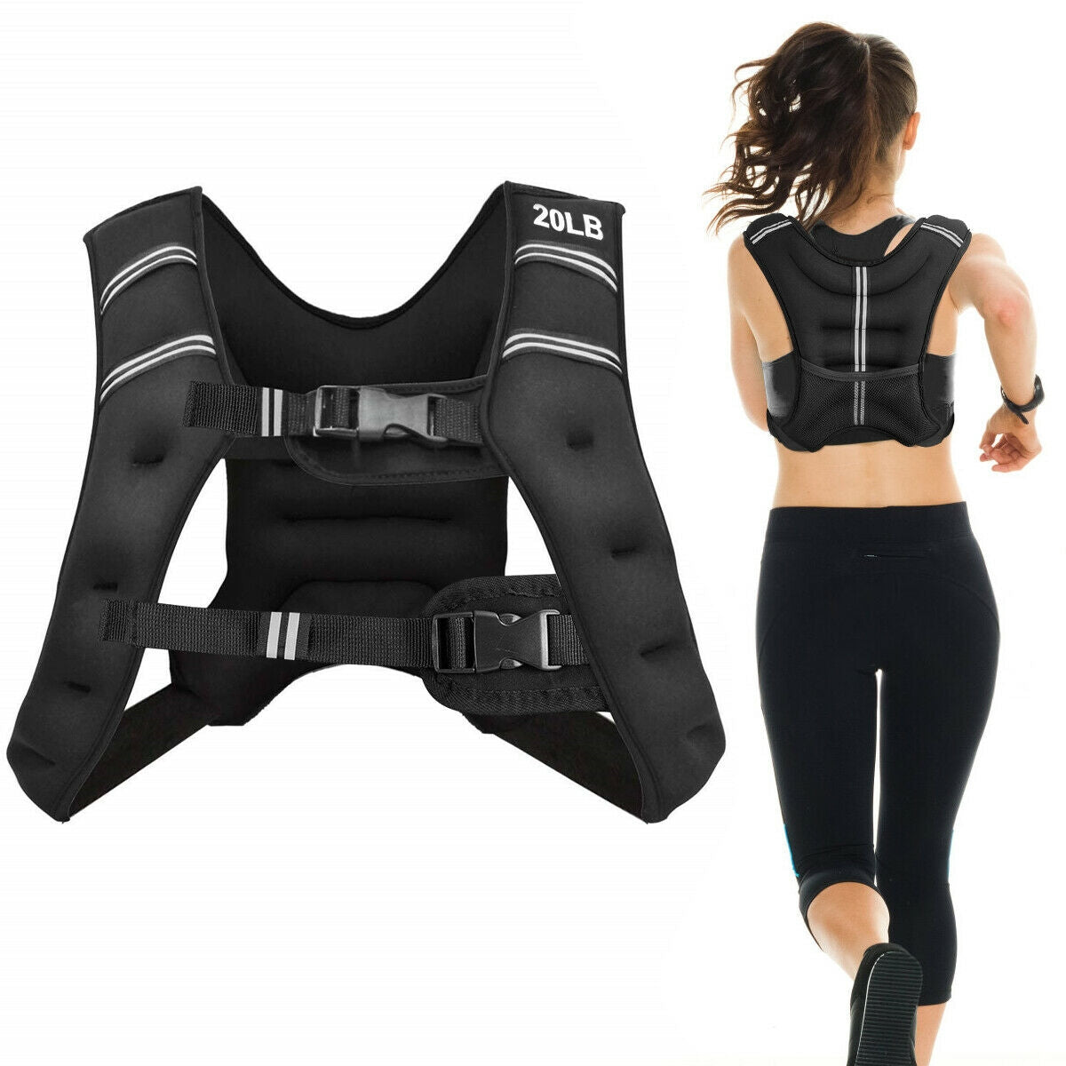 Training Weight Vest Workout Equipment with Adjustable Buckles and Mesh Bag-20 lbs