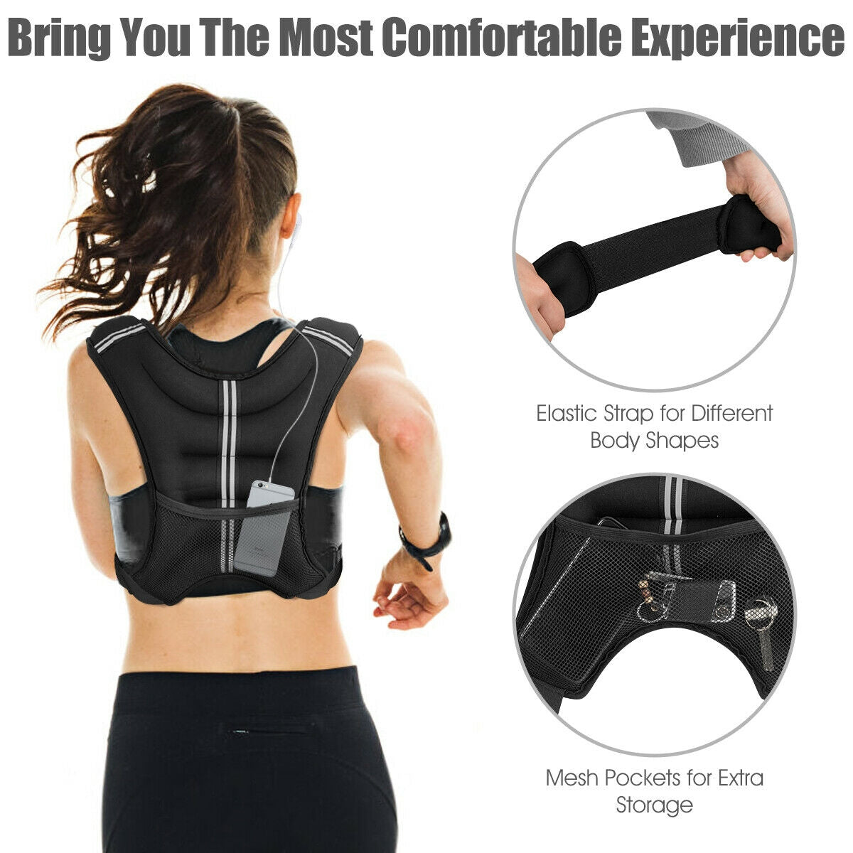 Training Weight Vest Workout Equipment with Adjustable Buckles and Mesh Bag-20 lbs