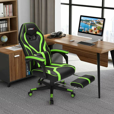 Computer Massage Gaming Recliner Chair with Footrest-GreenÂ 