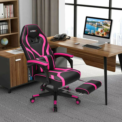 Computer Massage Gaming Recliner Chair with Footrest-PinkÂ 