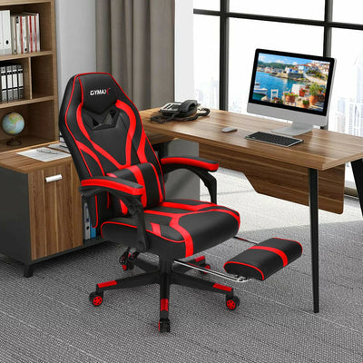 Computer Massage Gaming Recliner Chair with Footrest-RedÂ 