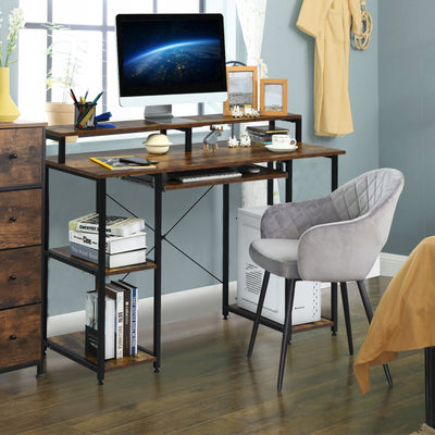 47 Inches Computer Desk Writing Study Table with Keyboard Tray and Monitor StandÂ 