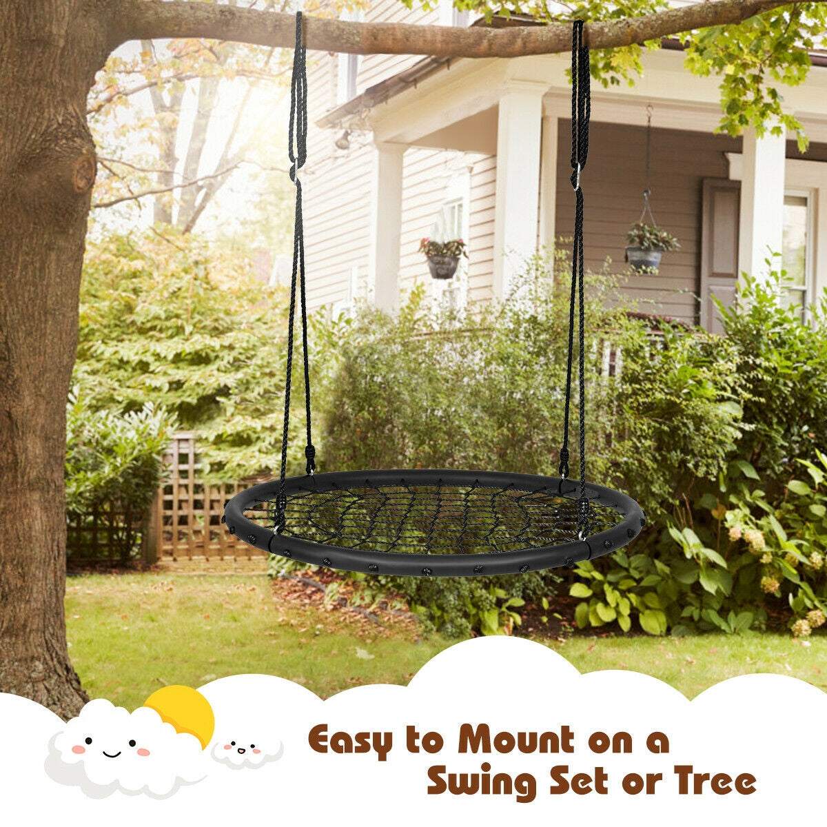 40 Inch Spider Web Tree Swing Set-Black