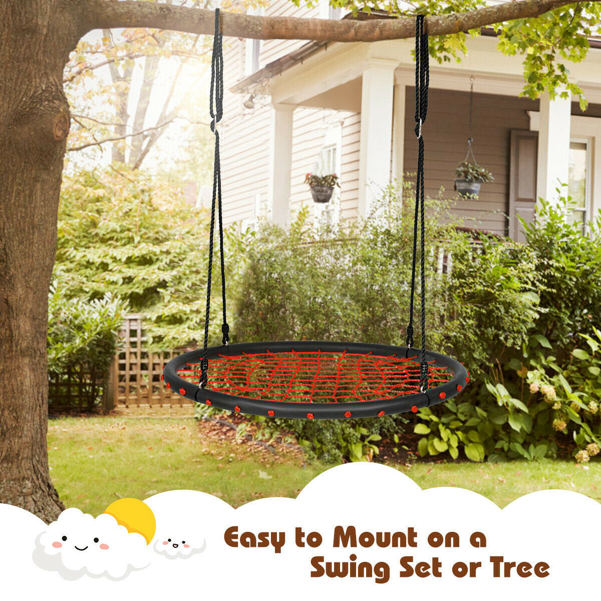 40 Inch Spider Web Tree Swing Set-Orange