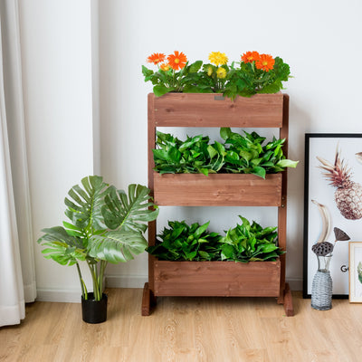3-Tier Raised Garden Bed with Detachable Ladder and Adjustable ShelfÂ 