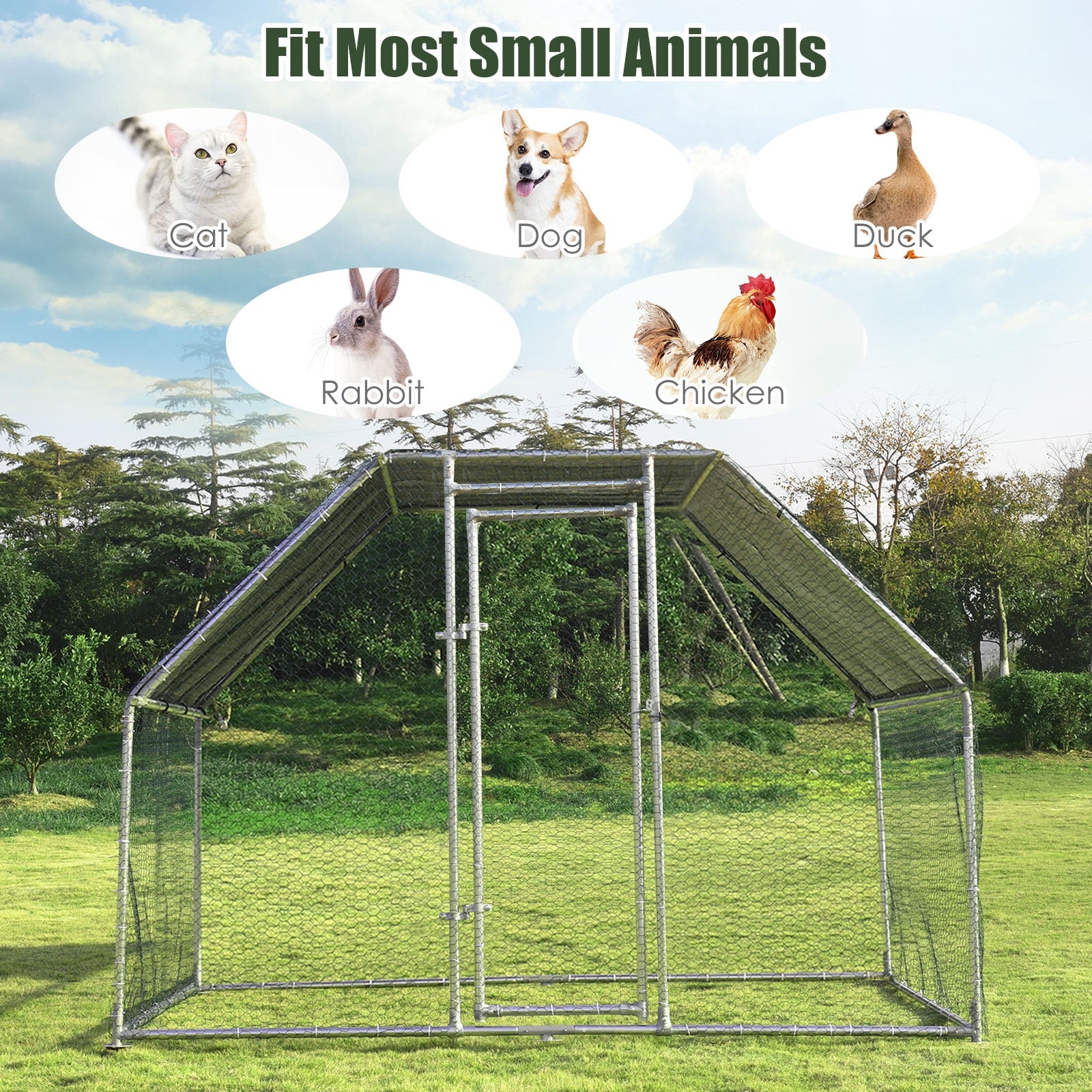 9.5 x 6.5 Feet Large Walk In Chicken Run Cage