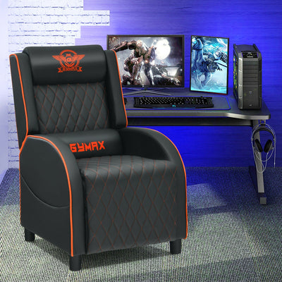 Massage Gaming Recliner Chair with Headrest and Adjustable Backrest for Home Theater-OrangeÂ 