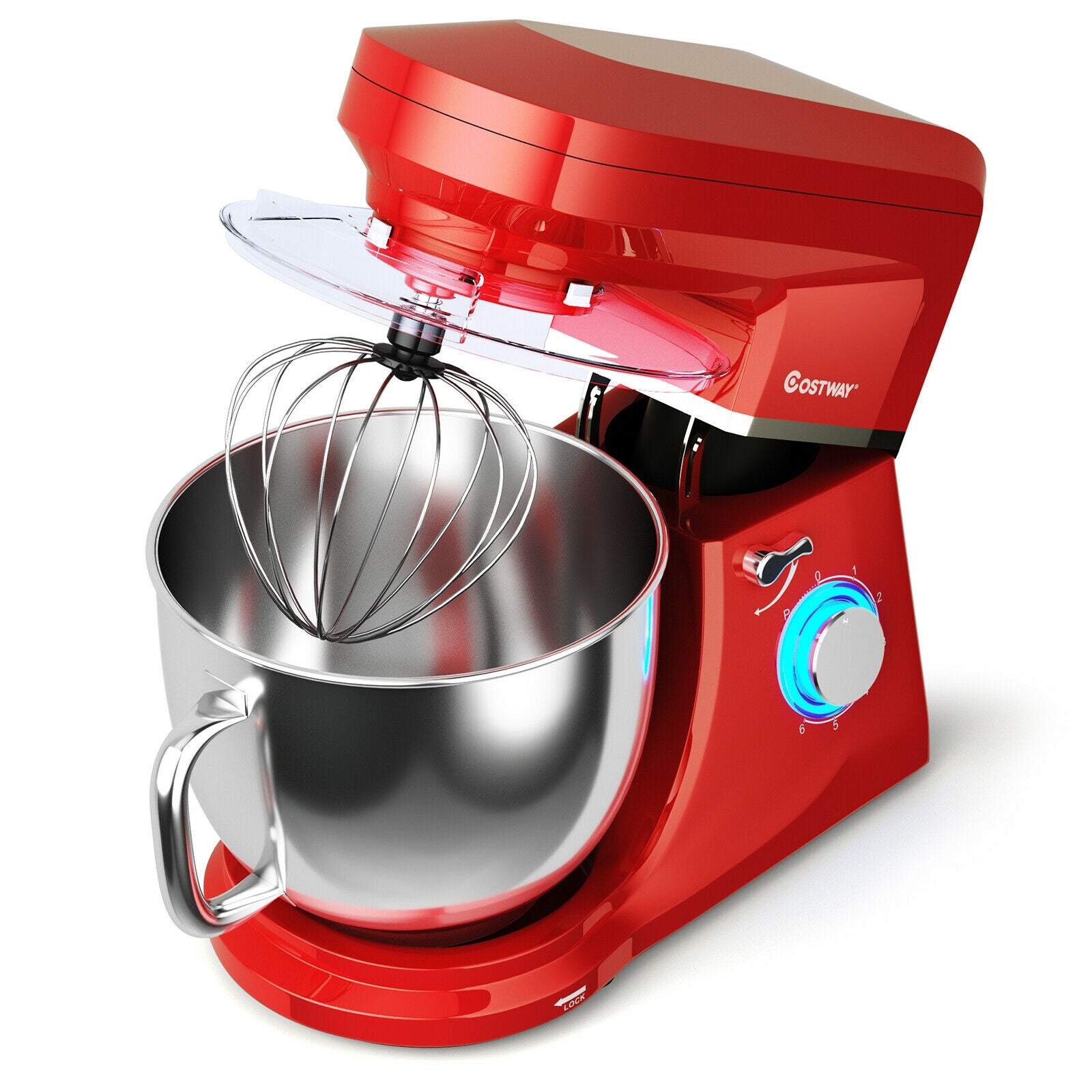 7.5 QT Tilt-Head Stand Mixer 6 Speed 660W with Dough Hook Beater -Red