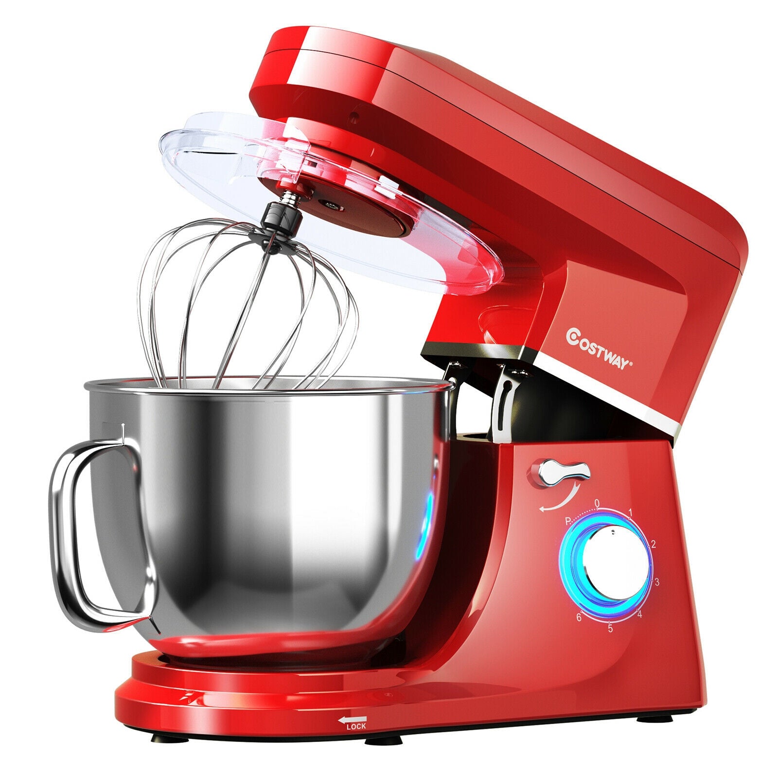 7.5 QT Tilt-Head Stand Mixer 6 Speed 660W with Dough Hook Beater -Red