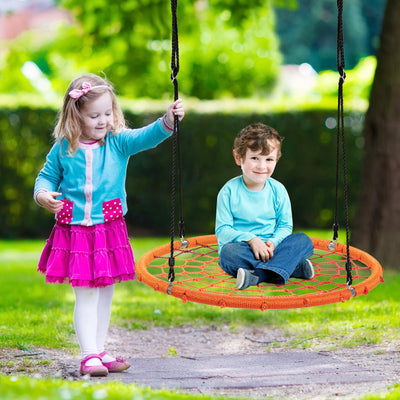 40 Inch Spider Web Tree Swing Kids Outdoor Play Set with Adjustable Ropes-OrangeÂ 