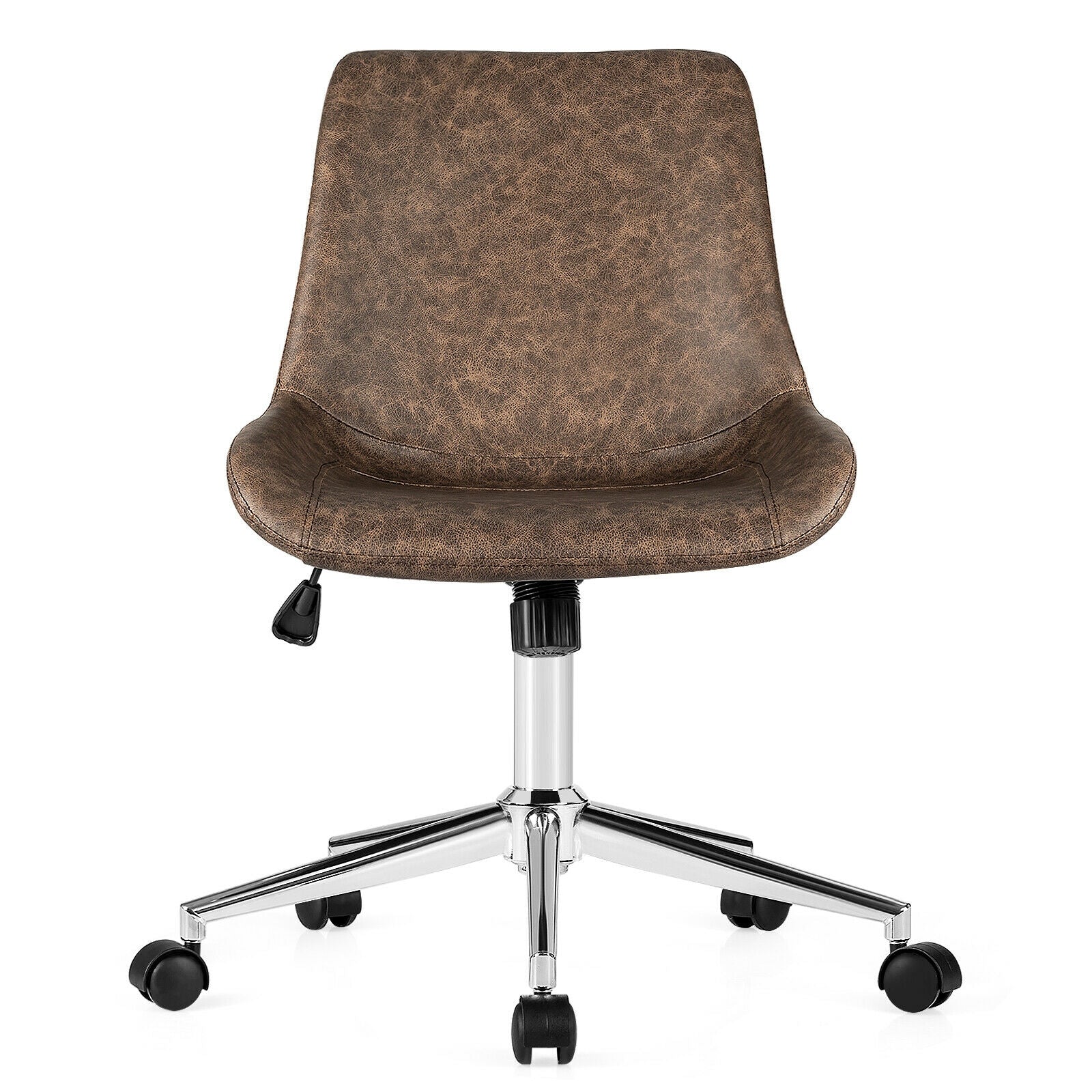 Leather Armless Adjustable Mid-Back Office Chair