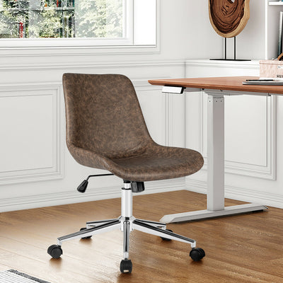 Leather Armless Adjustable Mid-Back Office ChairÂ 