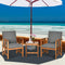 3 Pcs Solid Wood Outdoor Patio Sofa Furniture Set-Gray