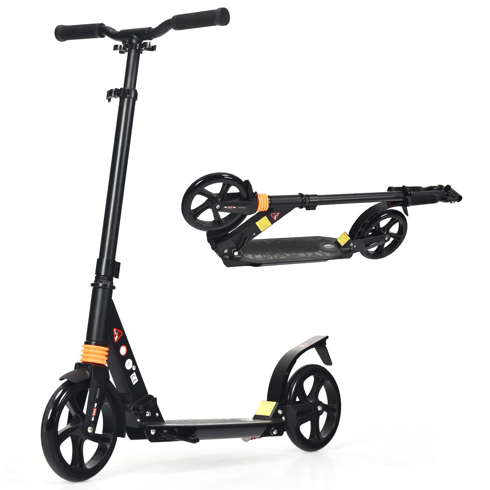 Folding Aluminium Adjustable Kick Scooter with Shoulder Strap-Black