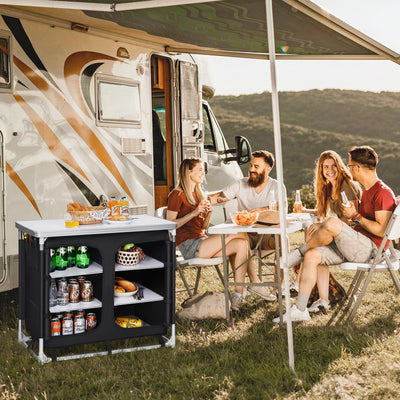 Outdoor Camping Cooking Table with Storage OrganizerÂ 
