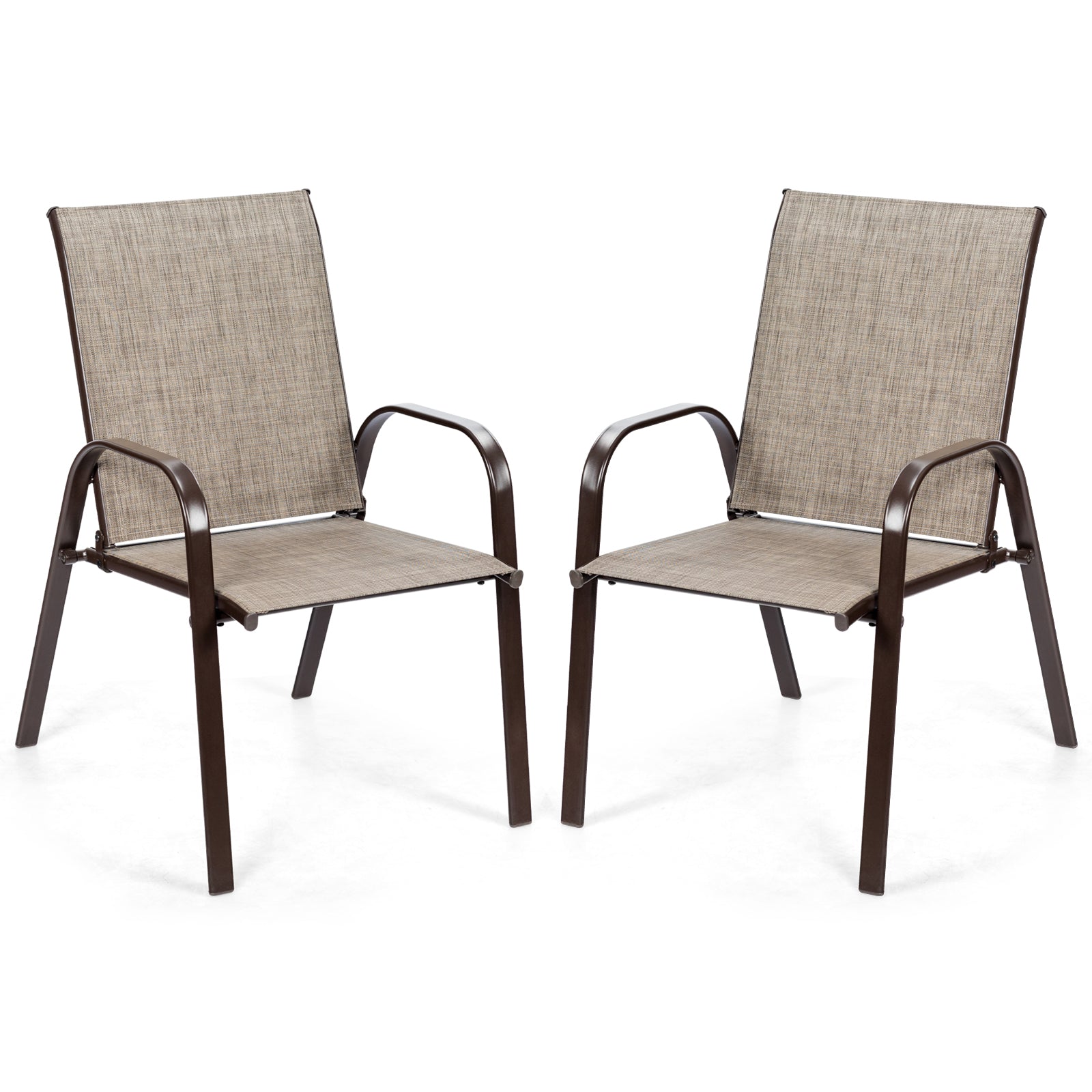 2 Pieces Patio Outdoor Dining Chair with Armrest-Gray