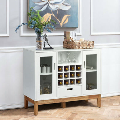 Wood Wine Storage Cabinet Sideboard Console Buffet Server-WhiteÂ 