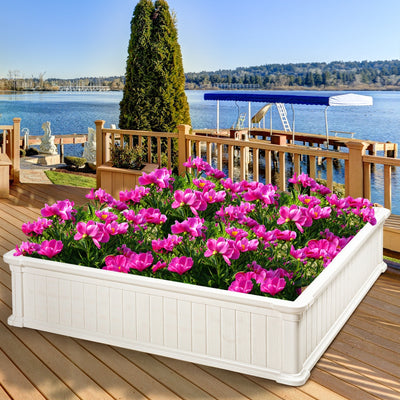 48 Inch Raised Garden Bed Planter for Flower Vegetables Patio-WhiteÂ 