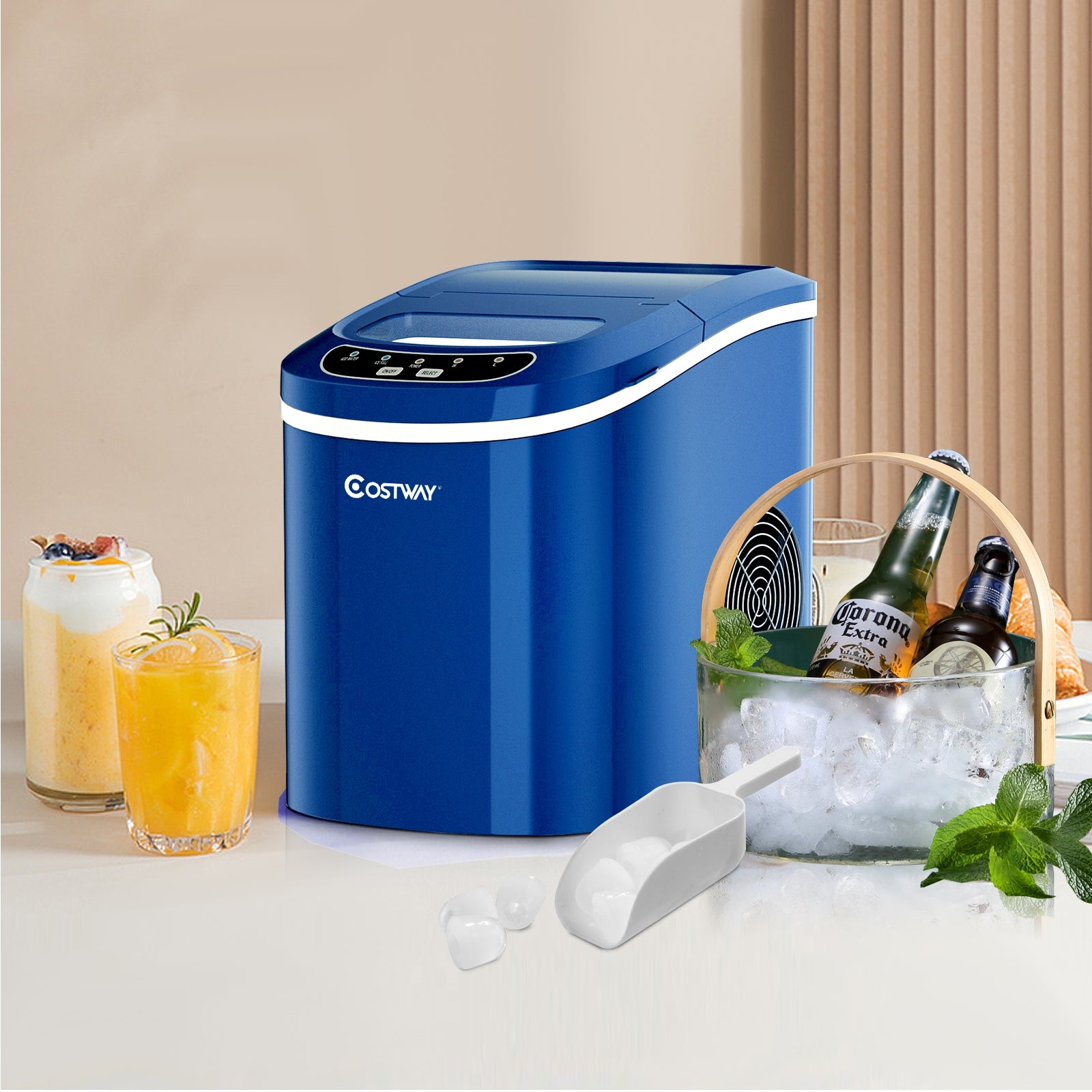 Mini Portable Compact Electric Ice Maker Machine-NavyÂ 