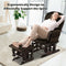 Wood Glider and Ottoman Set with Padded Armrests and Detachable Cushion-Brown