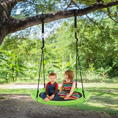 40 Inch 770 lbs Flying Saucer Tree Swing Kids Gift with 2 Tree Hanging Straps-GreenÂ 