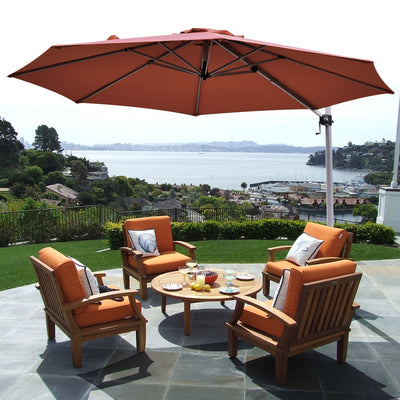 11 Feet Patio Offset Cantilever Umbrella 360Â° Rotation Aluminum Tilt-Brick RedÂ 
