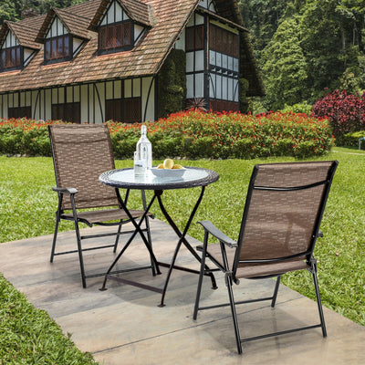 2 Pieces Outdoor Patio Folding Chair with Armrest for Camping GardenÂ 