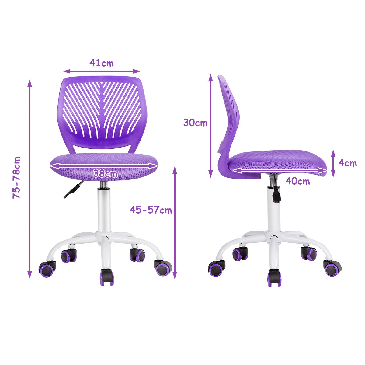 Kids Desk Chair with Adjustable Height and Lumbar Support-Purple