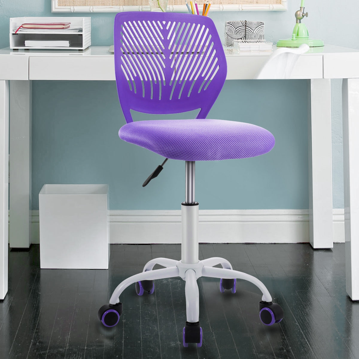 Kids Desk Chair with Adjustable Height and Lumbar Support-Purple