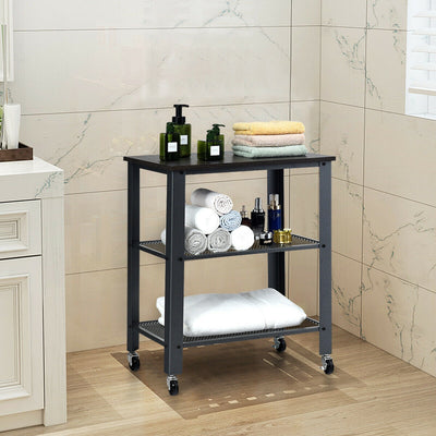 3-Tier Kitchen Utility  Industrial Cart with Storage-BlackÂ 