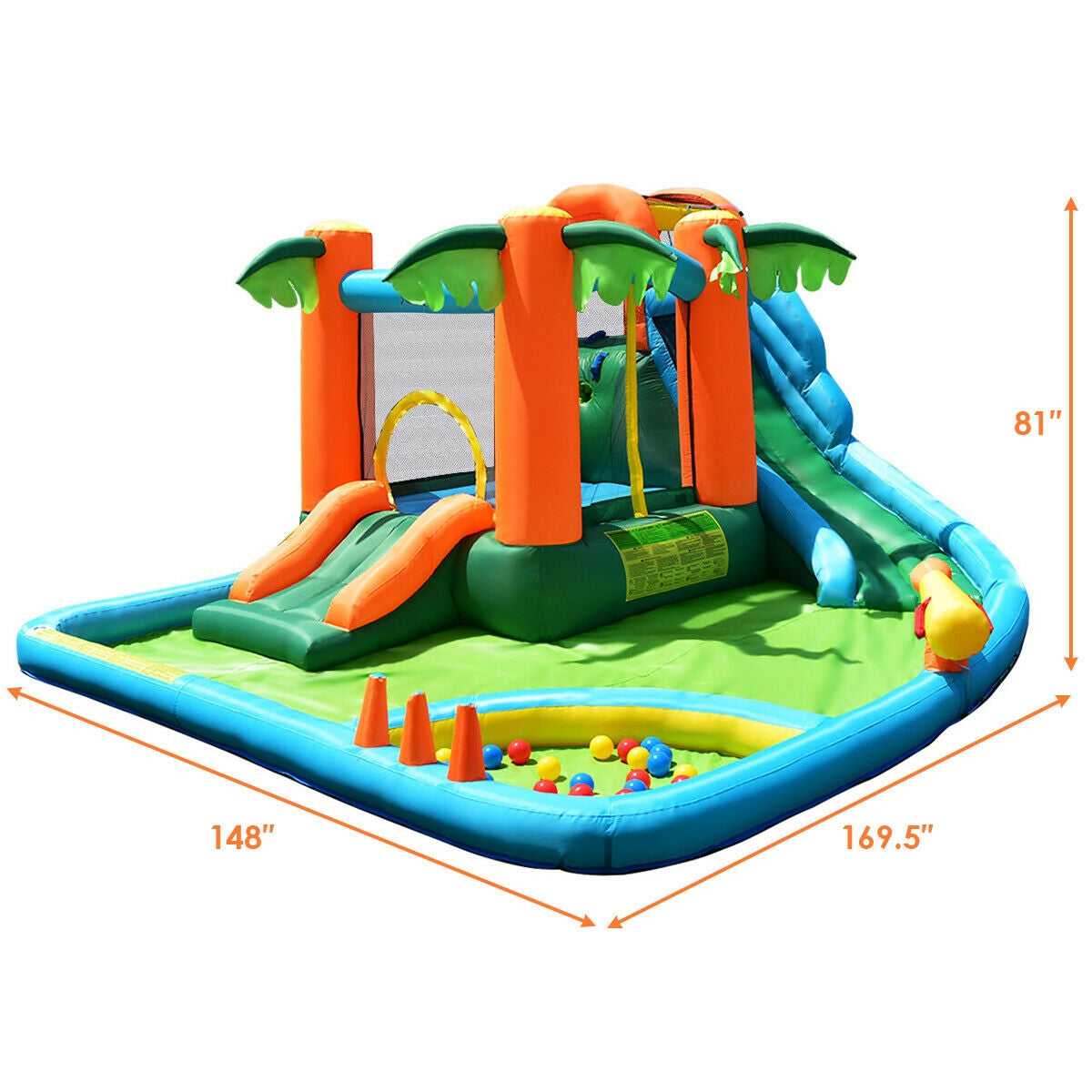 7-in-1 Inflatable Slide Bouncer with Two Slides