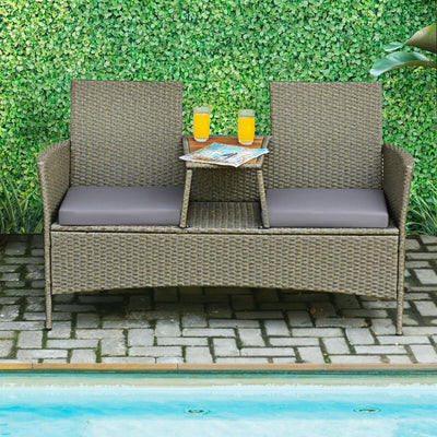 2-Person Patio Rattan Conversation Furniture Set with Coffee TableÂ 
