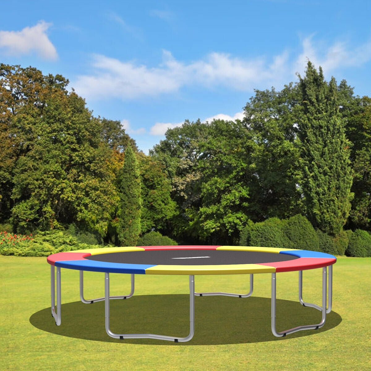 10Ft Waterproof Safety Trampoline  Bounce Frame Spring Cover Outdoor/Indoor-Multicolor