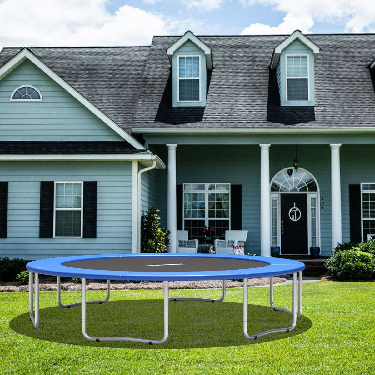 10Ft Waterproof Safety Trampoline  Bounce Frame Spring Cover Outdoor/Indoor-NavyÂ 