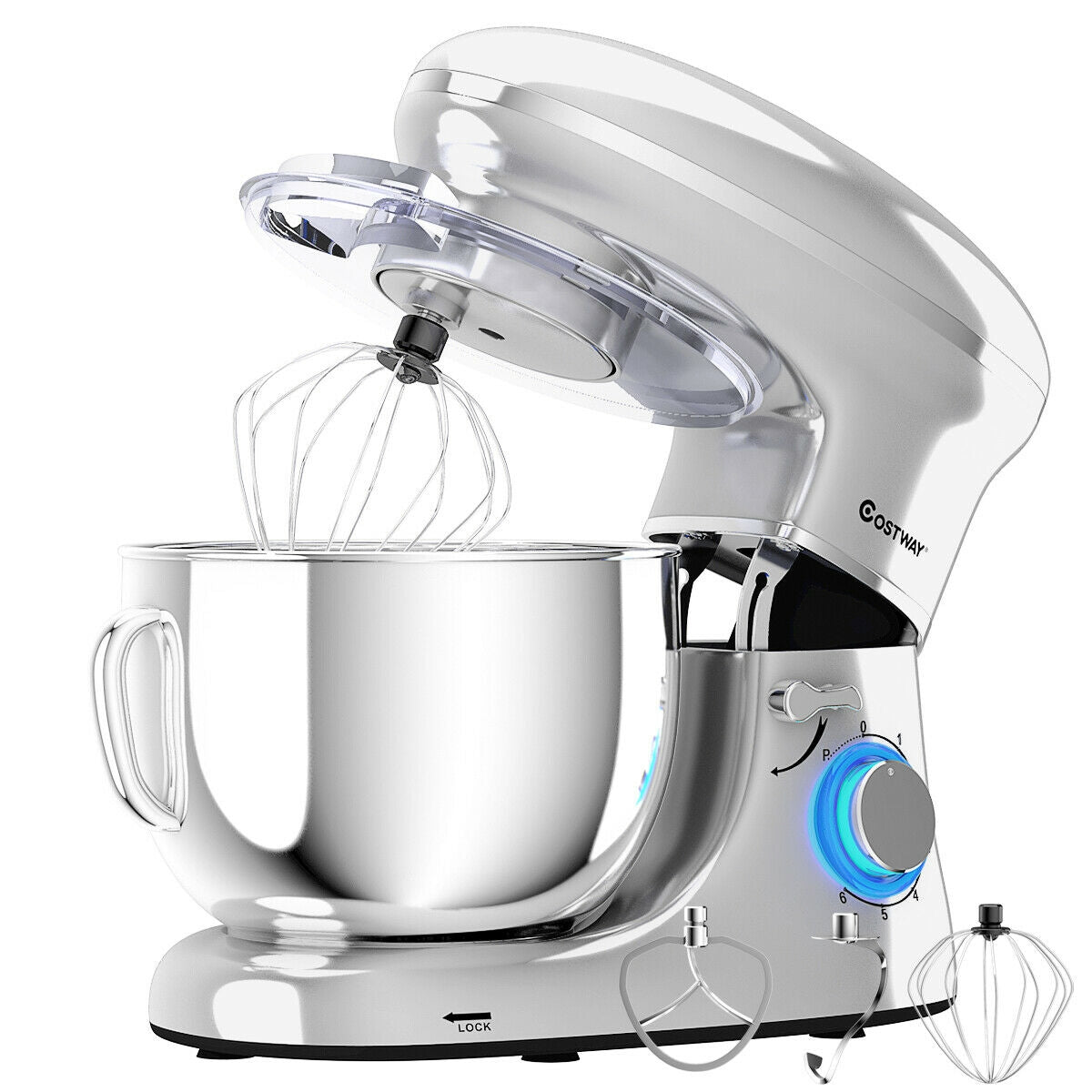 6.3 Quart Tilt-Head Food Stand Mixer 6 Speed 660W-Silver