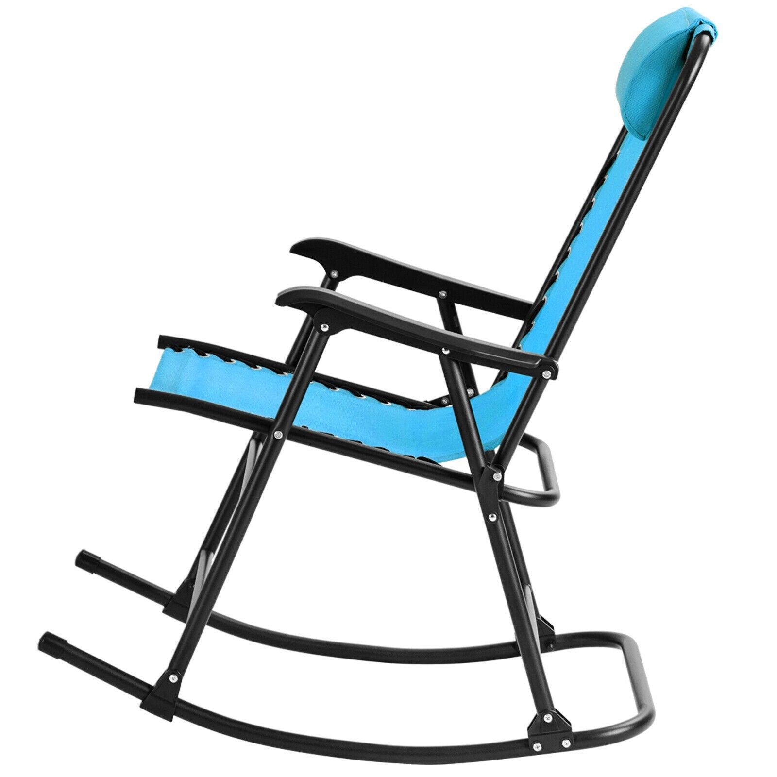 Outdoor Patio Headrest Folding Zero Gravity Rocking Chair-Turquoise