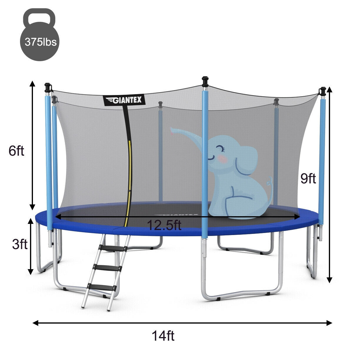 14 ft Trampoline Combo Bounce with Ladder and Enclosure Net