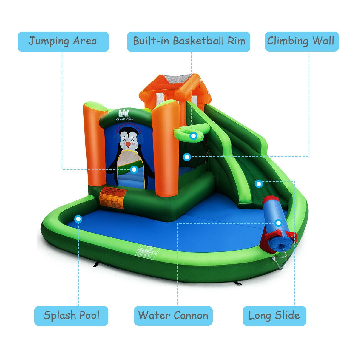 Inflatable Slide Bouncer and Water Park Bounce House Without Blower