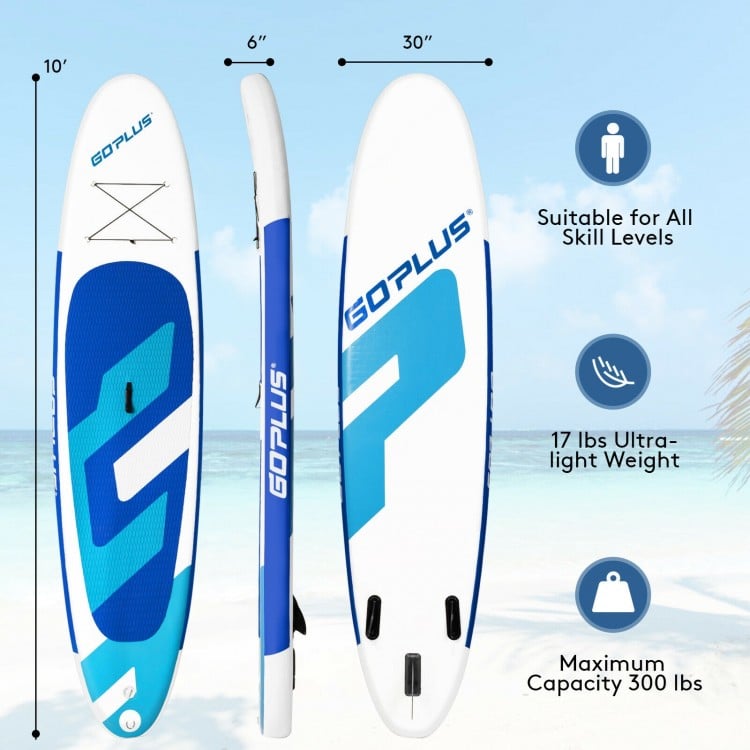 10 Feet Inflatable Stand Up Paddle Board 6 Inch Thick with Accessory Pack