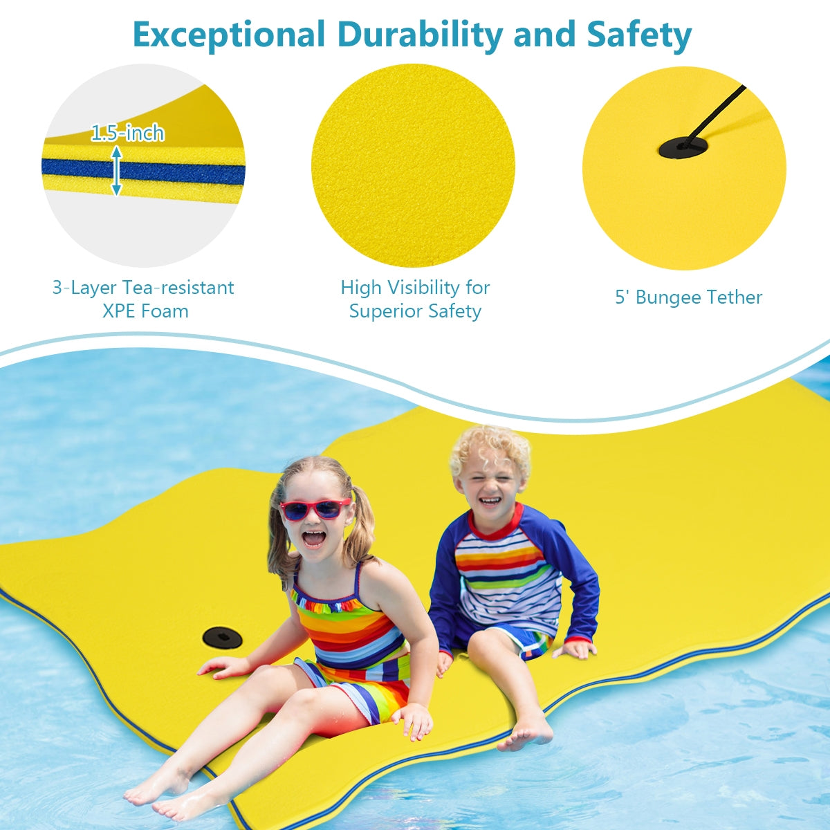 3-layer Tear-resistant Relaxing Foam Floating Pad-Yellow