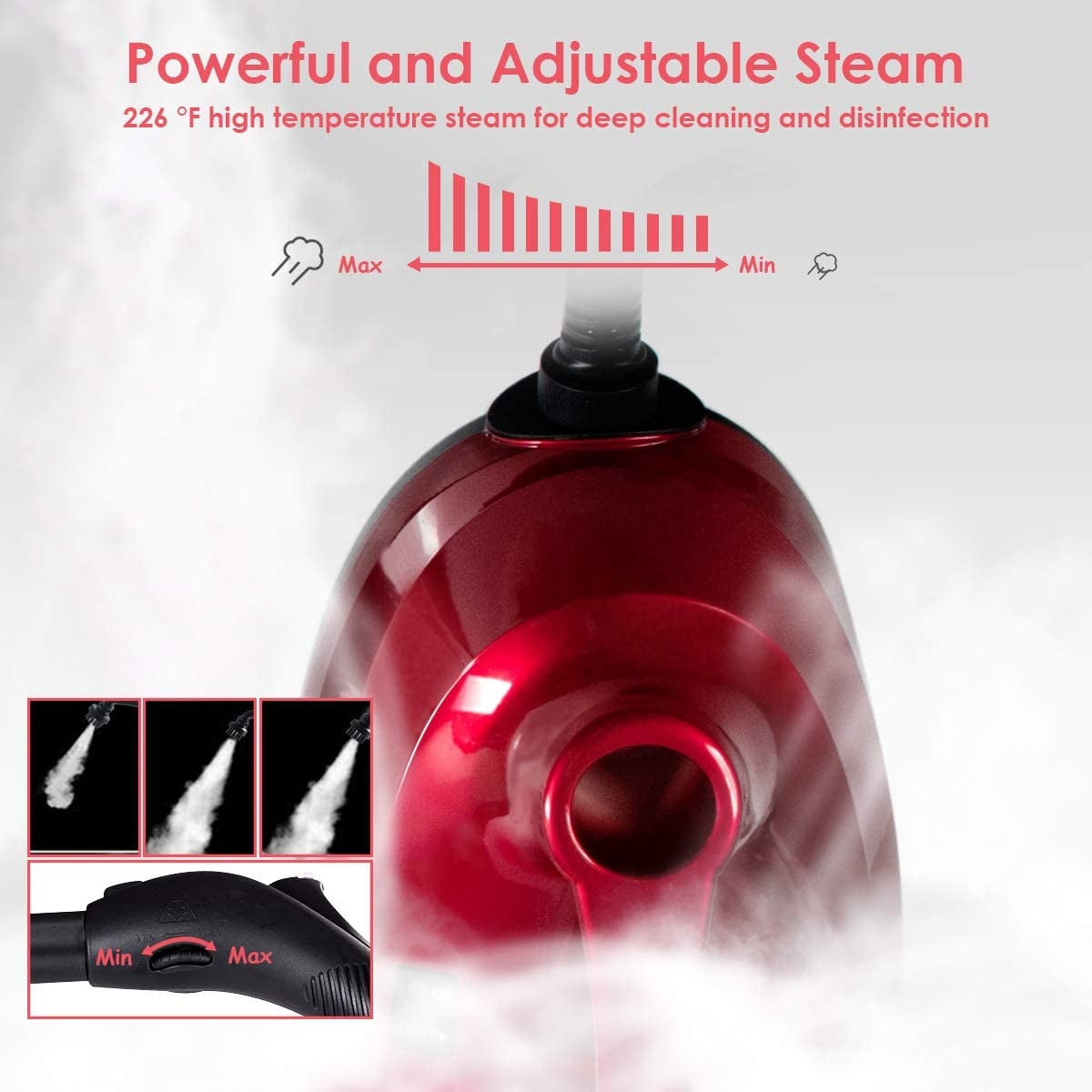 2000W Heavy Duty Multi-purpose Steam Cleaner Mop with Detachable Handheld Unit-Red