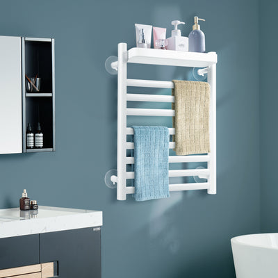 110W Electric Heated Towel Rack with Top Tray for Bathroom and KitchenÂ 