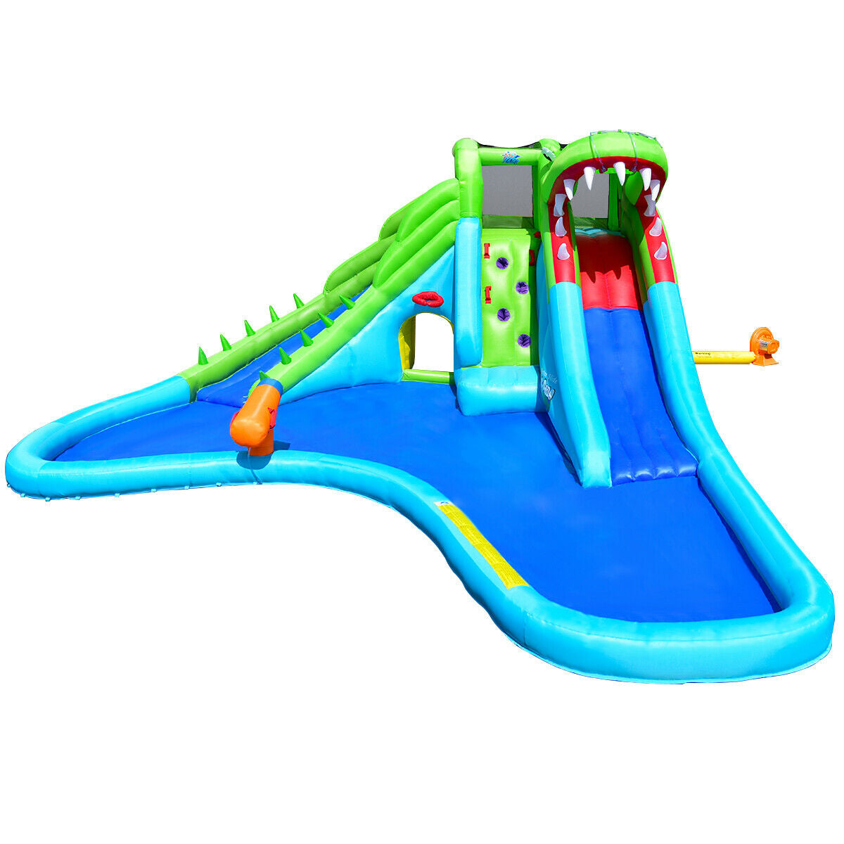 7-in-1 Inflatable Bounce House with Splashing Pool without Blower