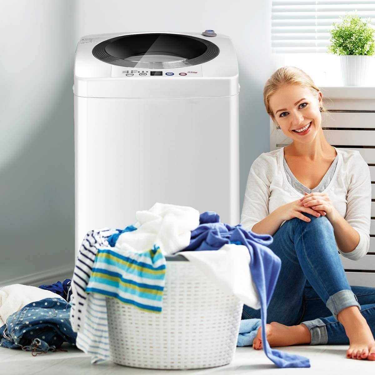 Portable 7.7 lbs Automatic Laundry Washing Machine with Drain PumpÂ 