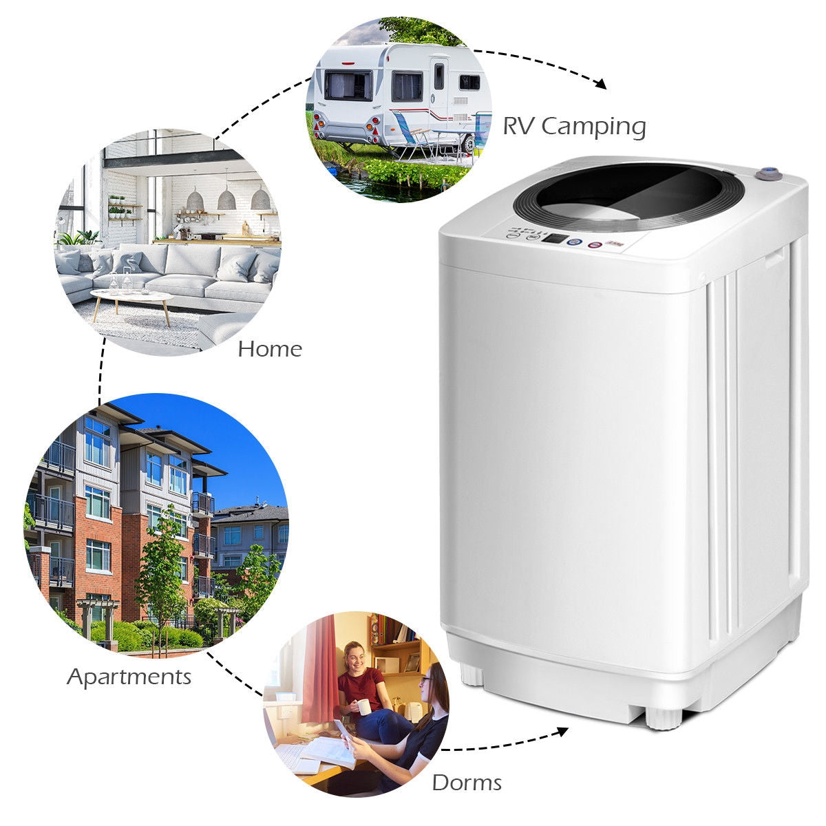 Portable 7.7 lbs Automatic Laundry Washing Machine with Drain Pump