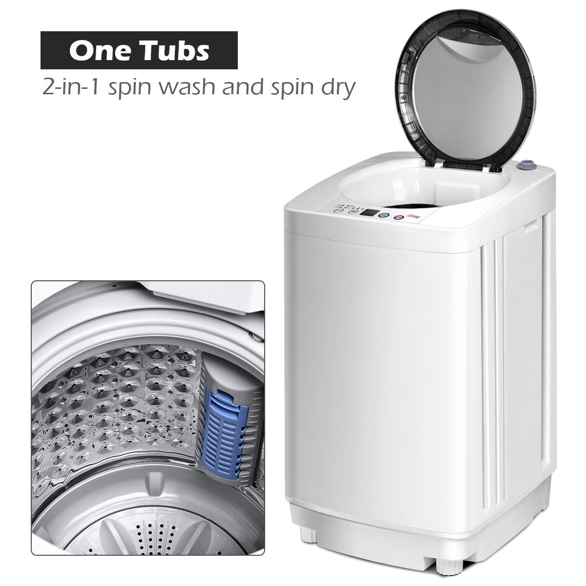 Portable 7.7 lbs Automatic Laundry Washing Machine with Drain Pump